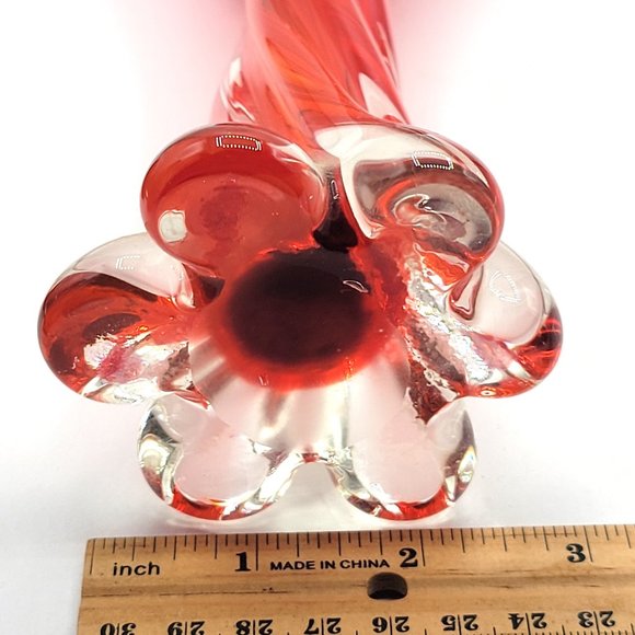 Ruby Red & Clear Hand-blown Vase - Picture 7 of 7